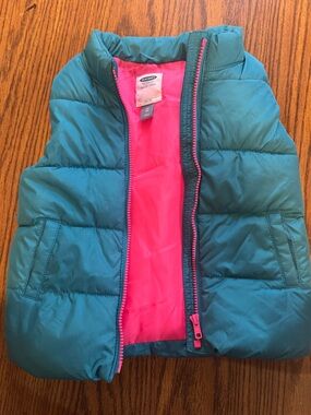 Old Navy Teal Shell Jacket with Bright Pink Lining